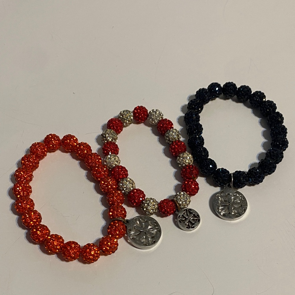 Rustic Cuff Elegant Beaded Bracelets Set With Sil… - image 1